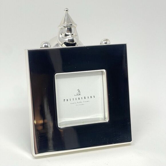 Pottery Barn Santa Baby Silver Plated Mini Picture Frame 2x2” Christmas Holiday - Picture 1 of 8